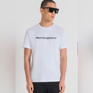 Antony Morato Men’s Slim Fit Cotton White Short Sleeve Tee Size L